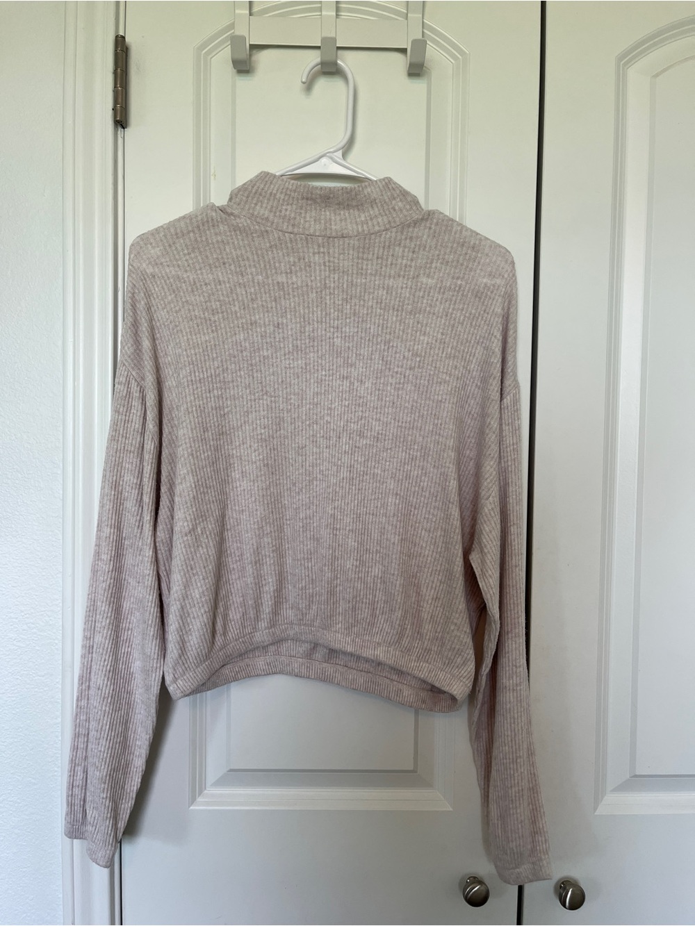 Garage Ribbed Mock Neck Sweater - Light Taupe